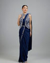 Ethereal Indigo Blue Pre Draped Saree